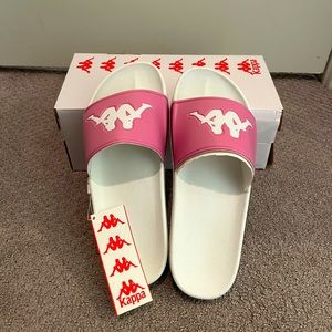 AUTHENTIC ADAM 2 SLIDES - PINK AND WHITE *DISCONTINUED* KAPPA SLIDES